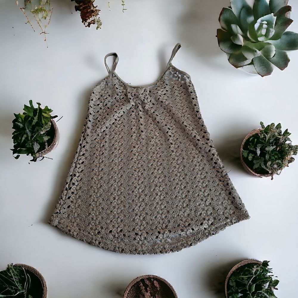 BKE Boutique Gold Croched Tank Top Small
